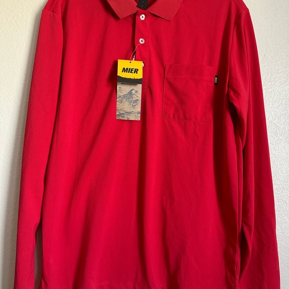 MIER Men's Long Sleeve Polo Shrt Quick Dry Collared Work Golf Hiking Casual (M) - Picture 8 of 10